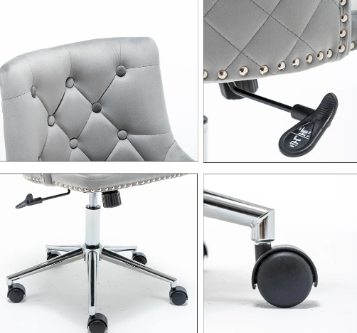 Cadeira Veludo Rosa c/rodas e elevação