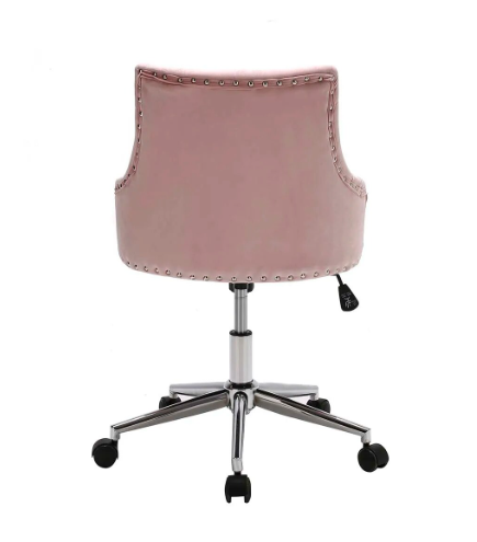 Cadeira Veludo Rosa c/rodas e elevação